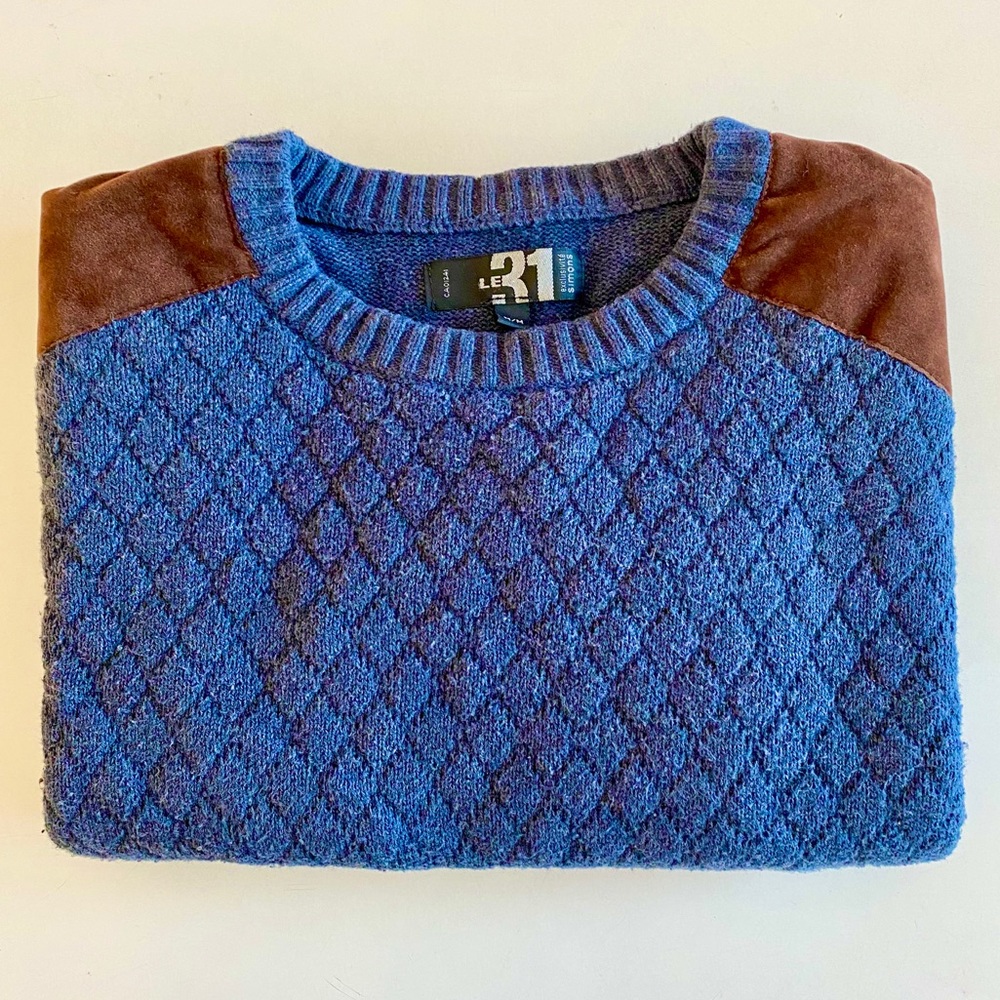 Simons Vintage Blue Diamond Knit Sweater